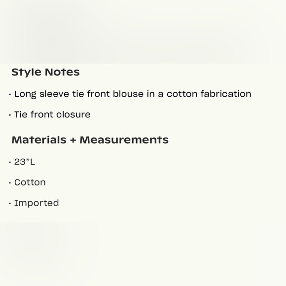 Modern Citizen Hira Cotton Tie Front Blouse | Size L - Picture 5 of 5